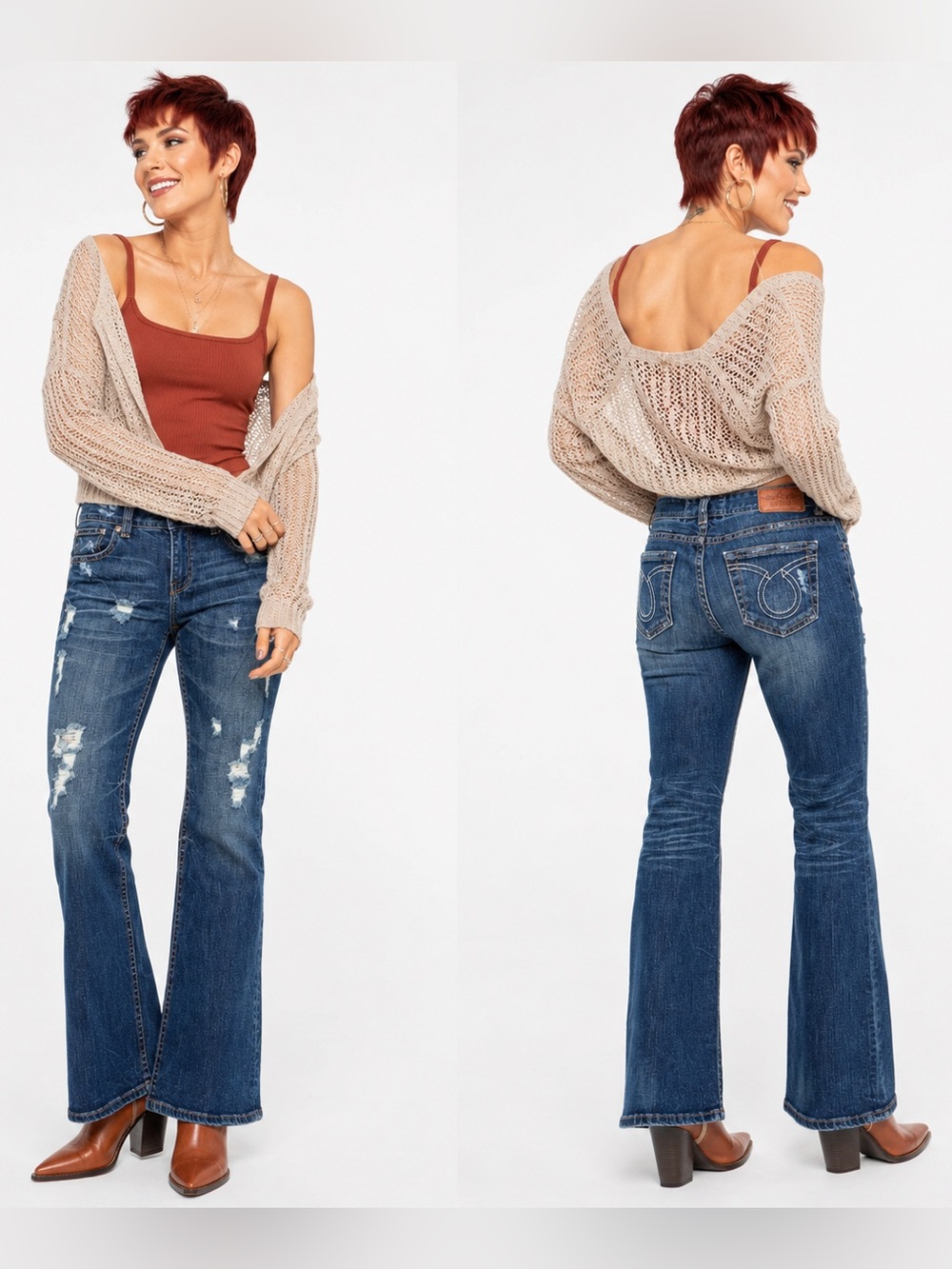 Big Star Sophie Distressed Bootcut Dark Wash Jeans